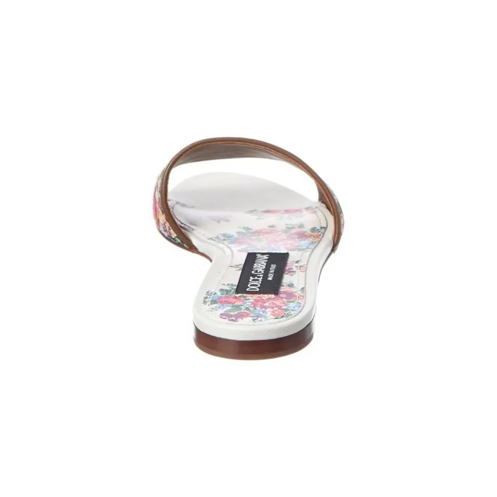 Dolce & Gabbana Dg Logo Leather Sandal, White